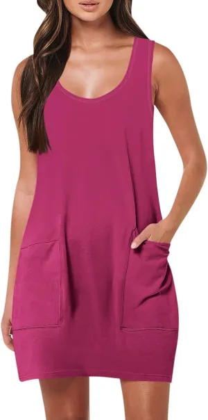 Women's Summer Short Sleeve A-Line Midi Dresses Casual Floral Romper Dress Flowy Beach Sundress with Pockets S-XXL