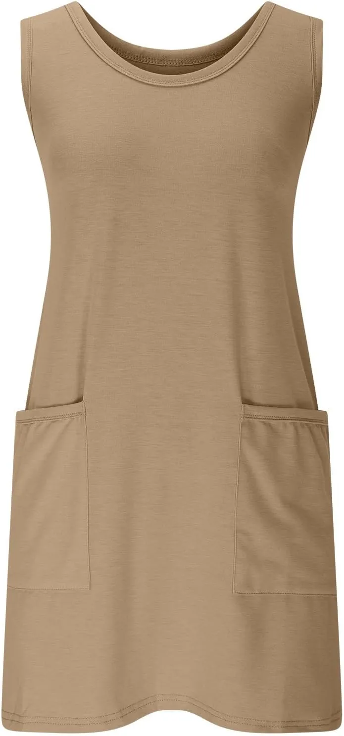 Women's Summer Short Sleeve A-Line Midi Dresses Casual Floral Romper Dress Flowy Beach Sundress with Pockets S-XXL
