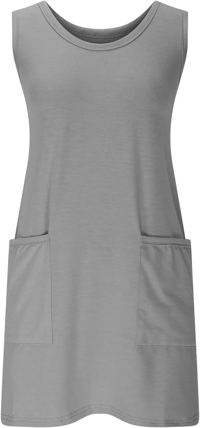 Women's Summer Short Sleeve A-Line Midi Dresses Casual Floral Romper Dress Flowy Beach Sundress with Pockets S-XXL
