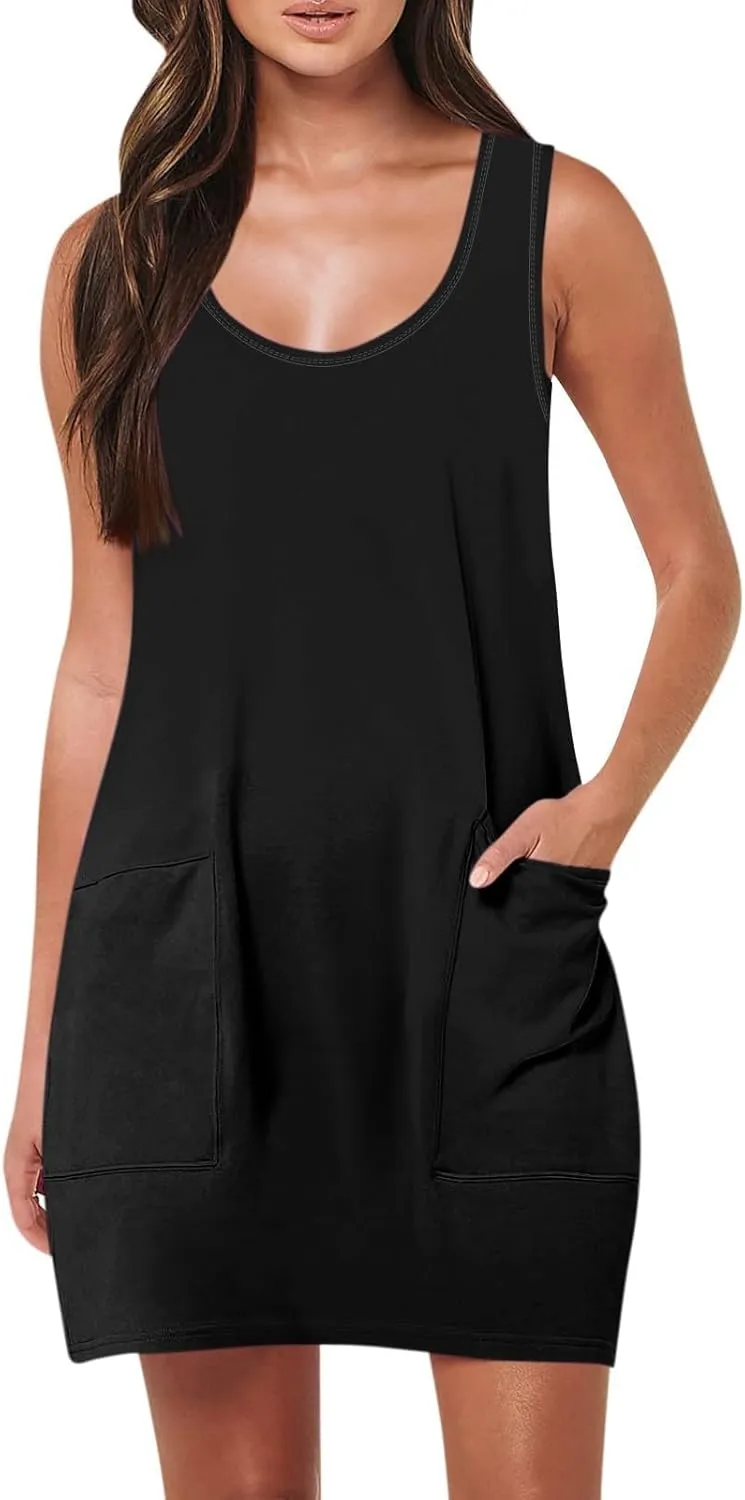 Women's Summer Short Sleeve A-Line Midi Dresses Casual Floral Romper Dress Flowy Beach Sundress with Pockets S-XXL