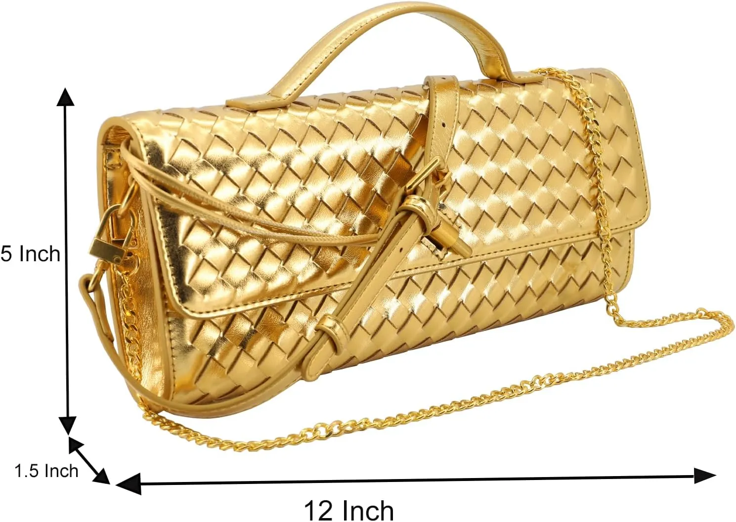 Woven Evening Clutch Purses for Women, Leather Crossbody Purse Shoulderbag for Wedding Party