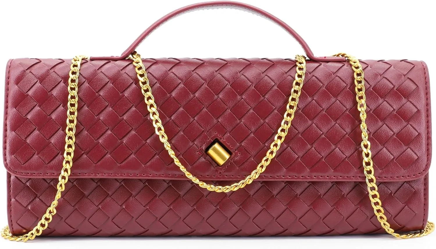 Woven Evening Clutch Purses for Women, Leather Crossbody Purse Shoulderbag for Wedding Party