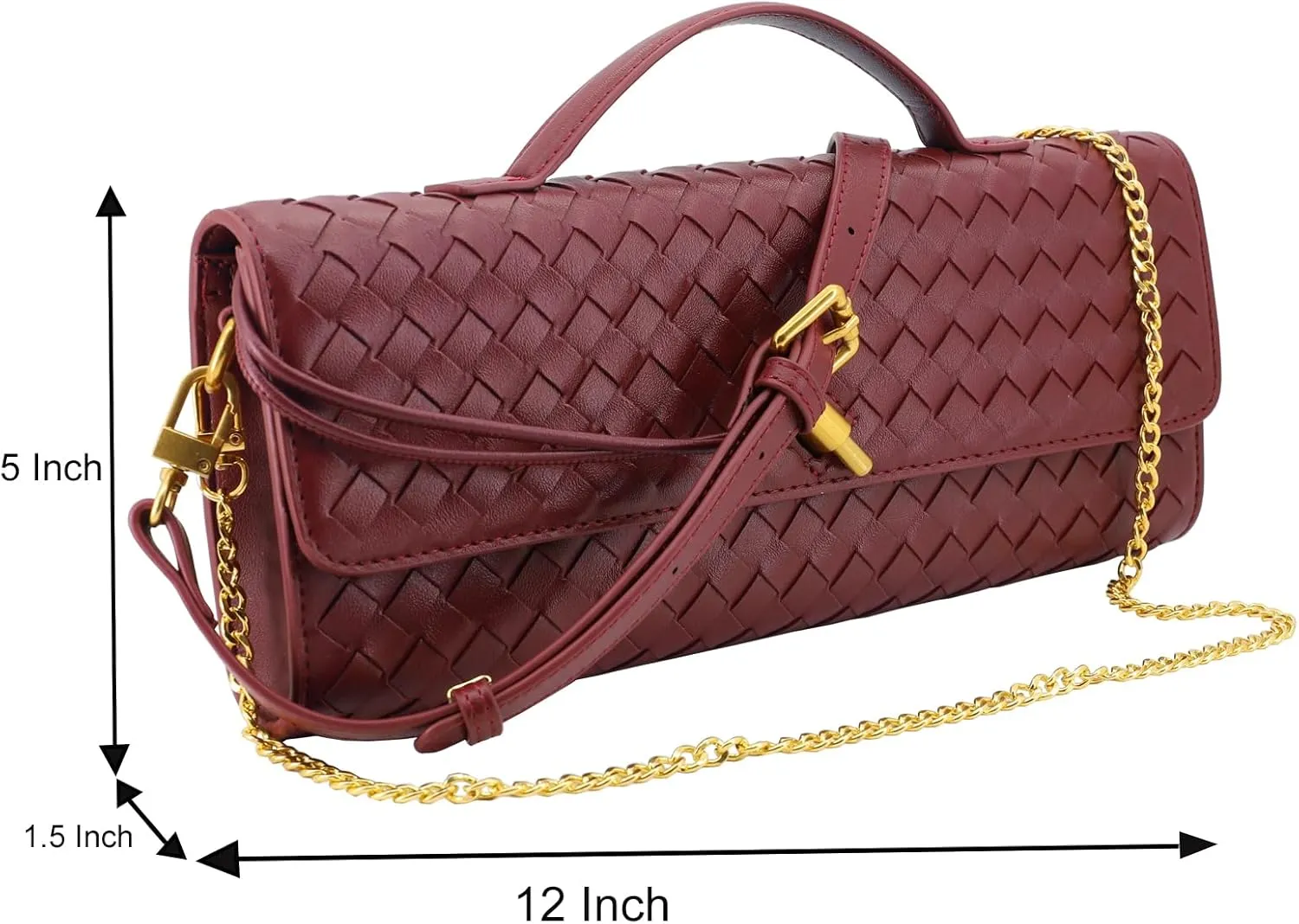 Woven Evening Clutch Purses for Women, Leather Crossbody Purse Shoulderbag for Wedding Party