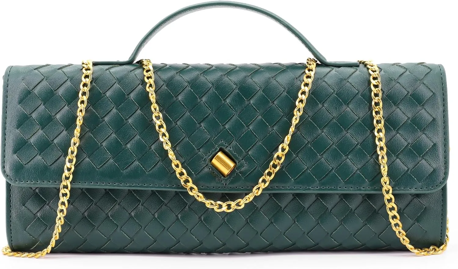 Woven Evening Clutch Purses for Women, Leather Crossbody Purse Shoulderbag for Wedding Party