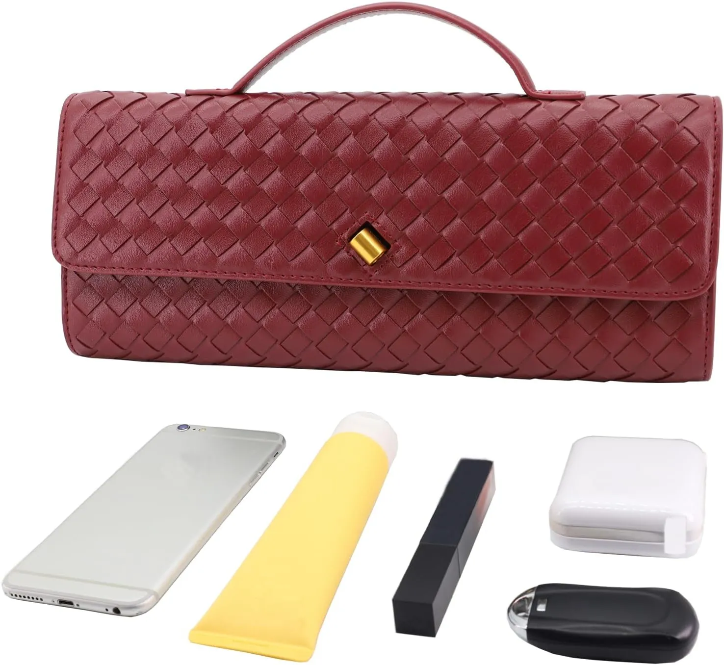 Woven Evening Clutch Purses for Women, Leather Crossbody Purse Shoulderbag for Wedding Party