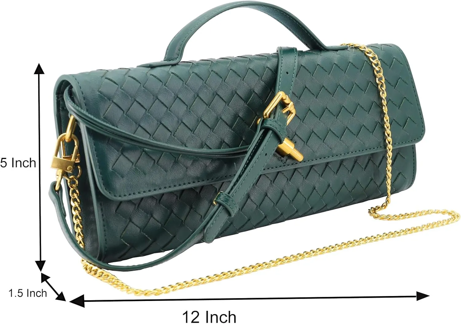 Woven Evening Clutch Purses for Women, Leather Crossbody Purse Shoulderbag for Wedding Party