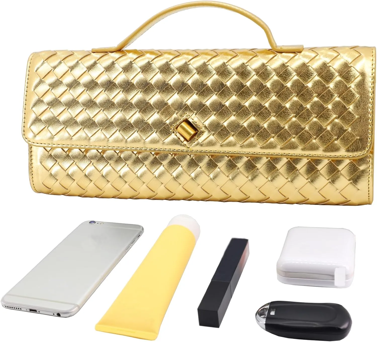 Woven Evening Clutch Purses for Women, Leather Crossbody Purse Shoulderbag for Wedding Party