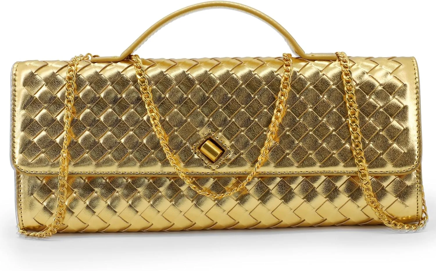 Woven Evening Clutch Purses for Women, Leather Crossbody Purse Shoulderbag for Wedding Party