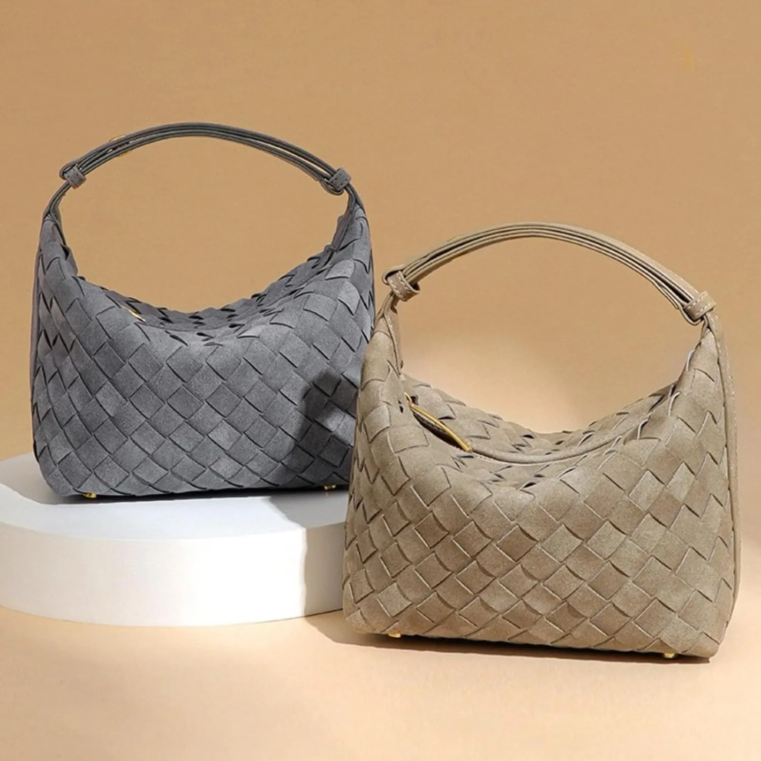 Woven Leather Bag Suede Purses for Women Woven Handbags for Women Hobo Bag Top Handle Satchel Handbag
