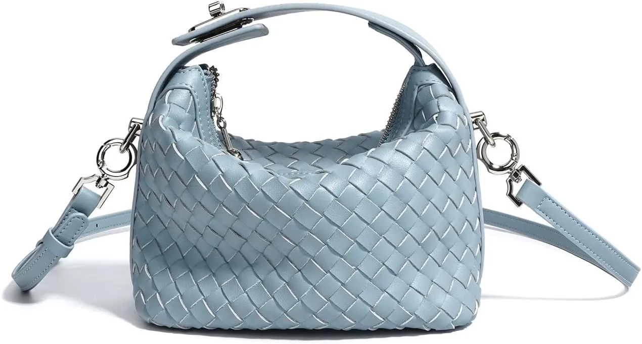 Woven Shoulder Bag for Women, Genuine Leather Hobo Bags Small Clutch Bag Satchel Purses Women's Top-handle Handbags Trendy