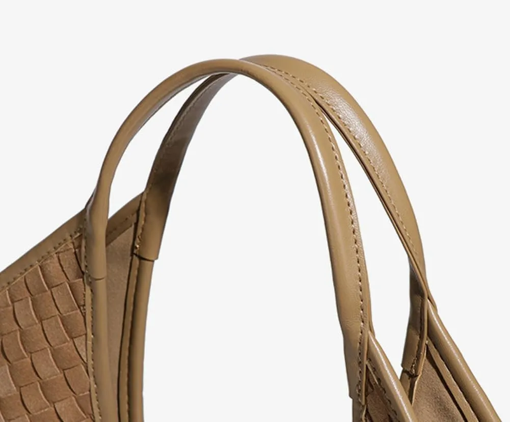 Woven Suede Tote Bag Shoulder Handbag for Women Suede Top Handle Handbag Shoulder Purses Woven Crossbody Bag Hobo Satchels