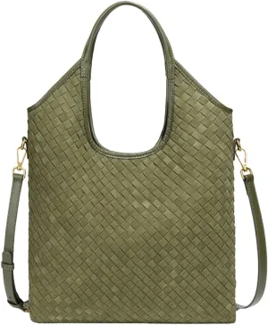 Woven Suede Tote Bag Shoulder Handbag for Women Suede Top Handle Handbag Shoulder Purses Woven Crossbody Bag Hobo Satchels