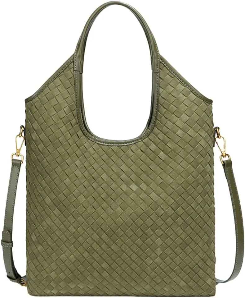 Woven Suede Tote Bag Shoulder Handbag for Women Suede Top Handle Handbag Shoulder Purses Woven Crossbody Bag Hobo Satchels