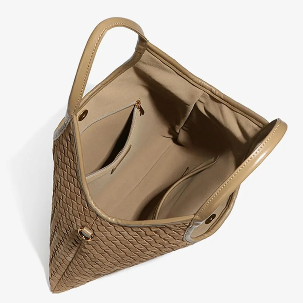 Woven Suede Tote Bag Shoulder Handbag for Women Suede Top Handle Handbag Shoulder Purses Woven Crossbody Bag Hobo Satchels