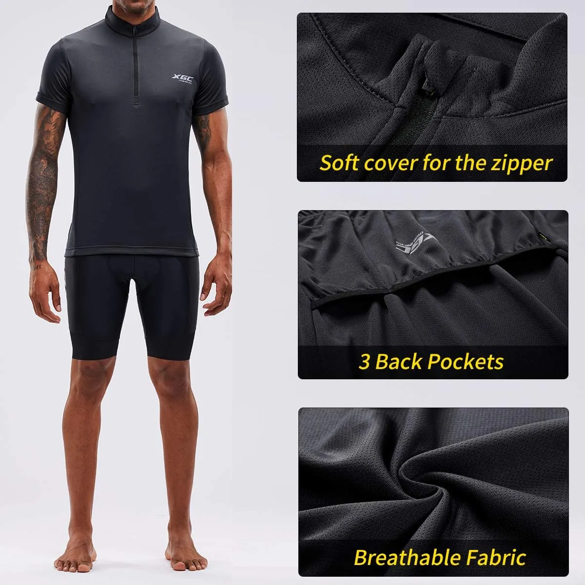 XGC Men's Short/Long Sleeve Cycling Jersey Bike Jerseys Cycle Biking Shirt with Quick Dry Breathable Fabric
