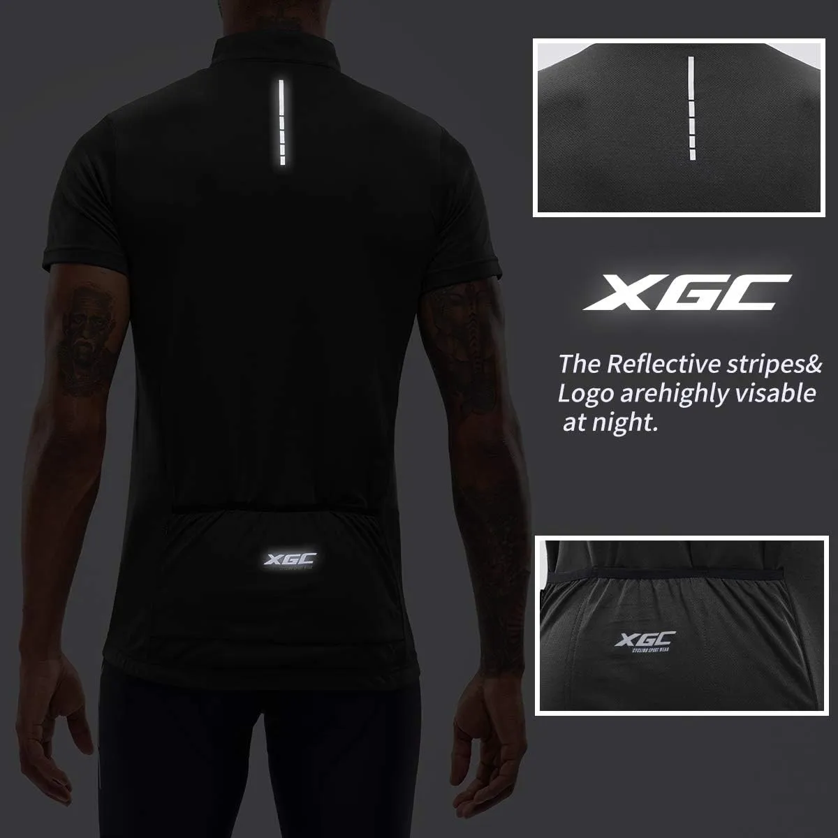 XGC Men's Short/Long Sleeve Cycling Jersey Bike Jerseys Cycle Biking Shirt with Quick Dry Breathable Fabric