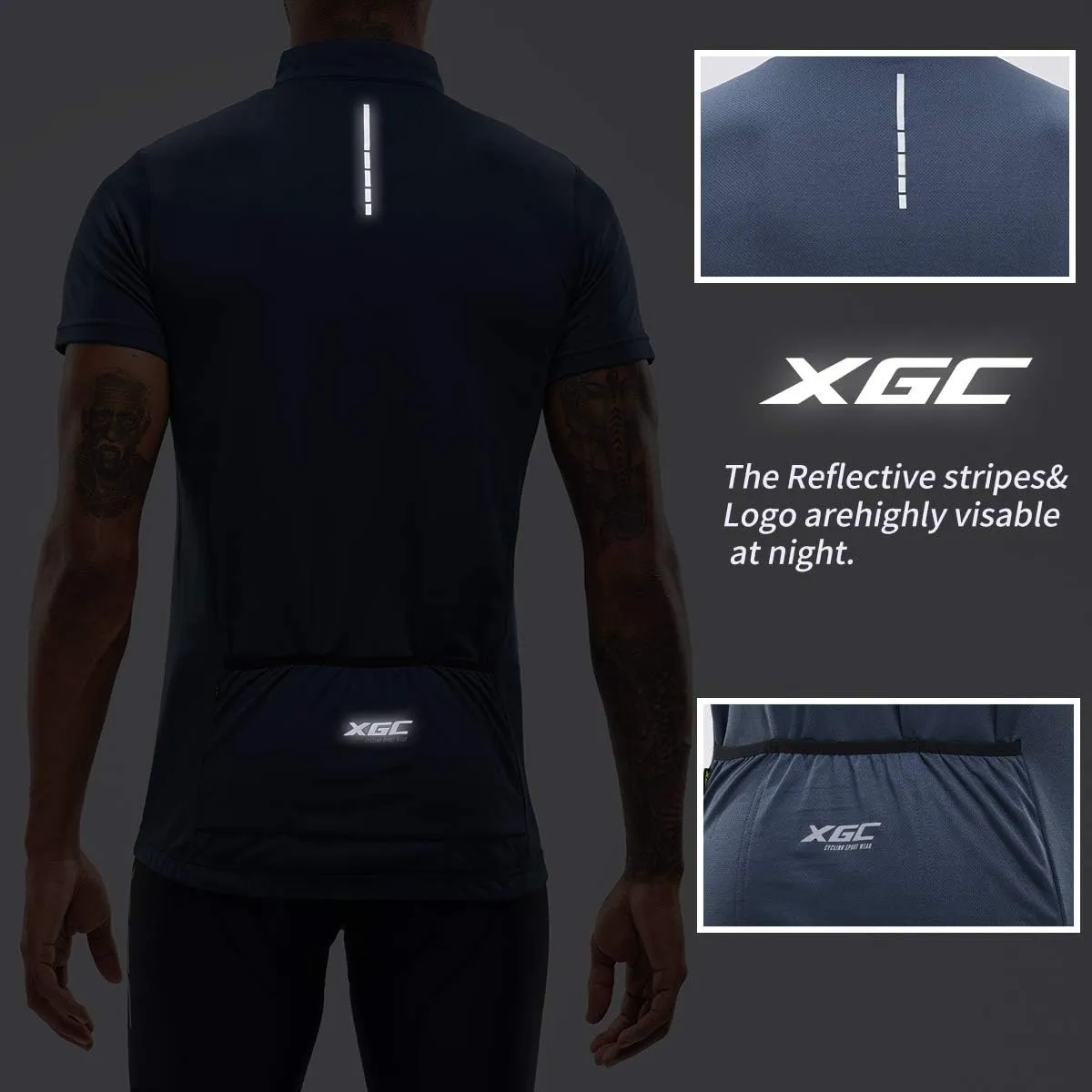 XGC Men's Short/Long Sleeve Cycling Jersey Bike Jerseys Cycle Biking Shirt with Quick Dry Breathable Fabric