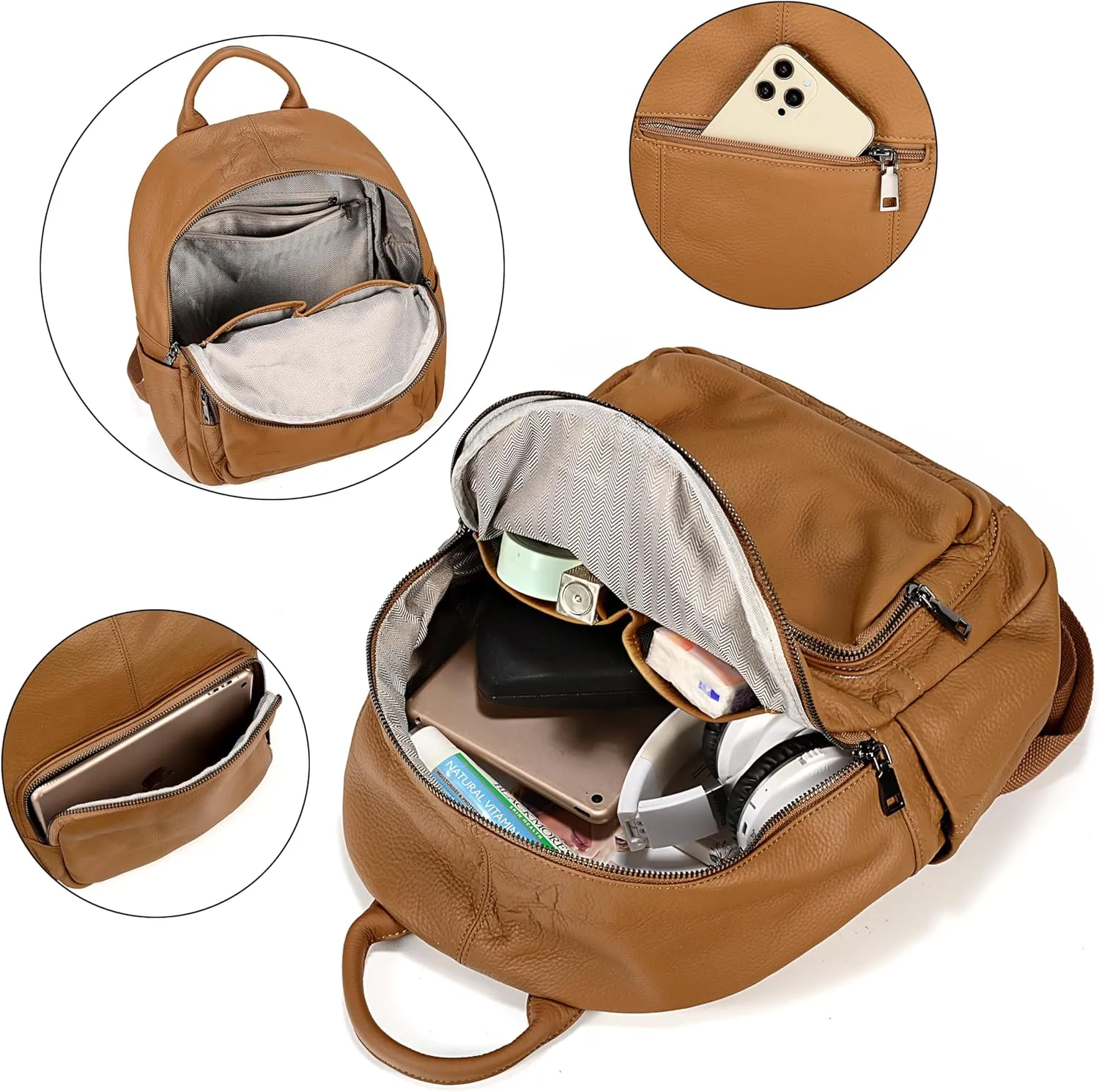 YALUXE Women's Real Leather Backpack Purse Convertible Shoulder Bag Versatile Daypack