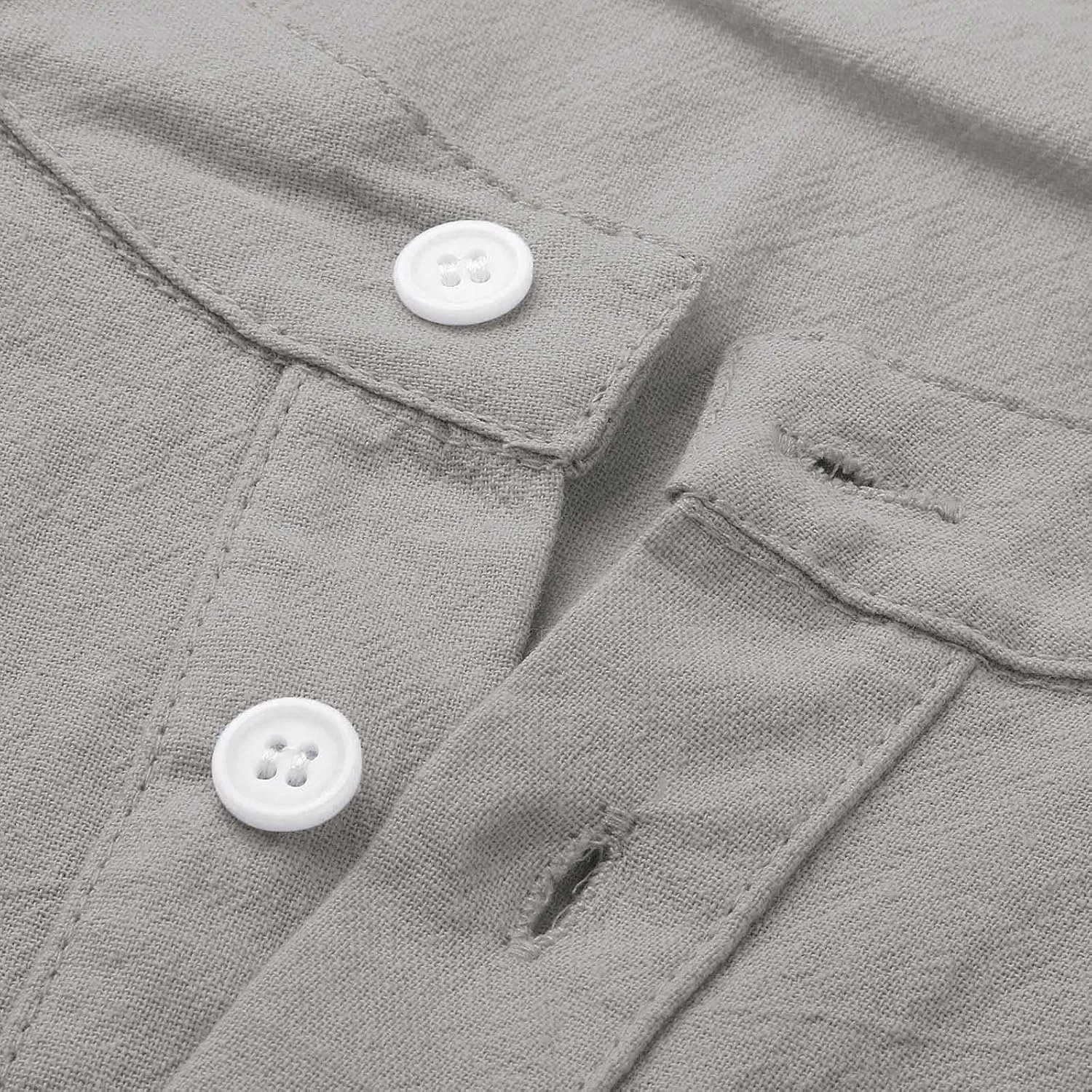 Ymosrh Long Sleeve Shirts Men's Casual Cotton Linen Solid Color Shirts Loose Stand Collar Shirts Dress for Men