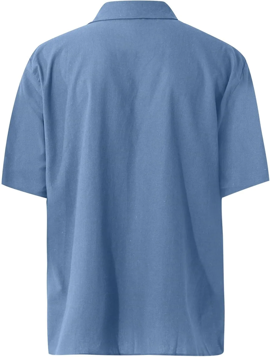 Ymosrh Men's Casual Button-Down Shirts Casual Cotton Linen Solid Color Short Sleeve Shirts Loose Casual Shirts, M-4XL