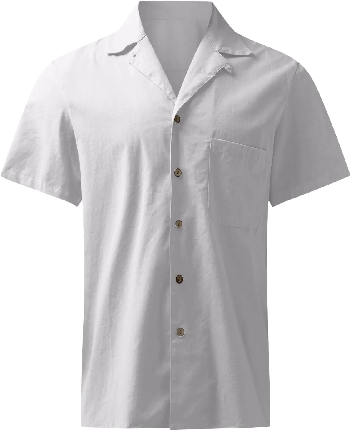 Ymosrh Men's Shirts Summer Casual Cotton Linen Solid Color Short Sleeve Shirts Loose Casual Button-Down Shirts, S-2XL