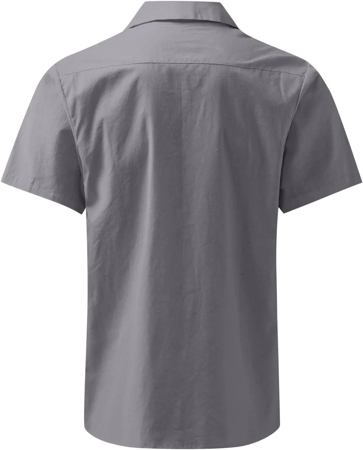 Ymosrh Men's Shirts Summer Casual Cotton Linen Solid Color Short Sleeve Shirts Loose Casual Button-Down Shirts, S-2XL