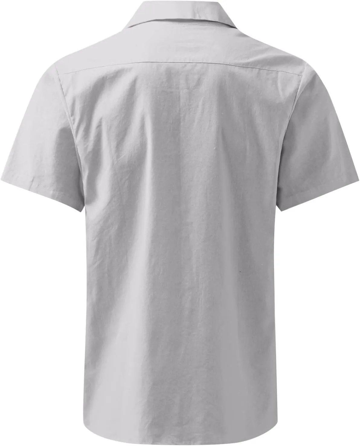 Ymosrh Men's Shirts Summer Casual Cotton Linen Solid Color Short Sleeve Shirts Loose Casual Button-Down Shirts, S-2XL