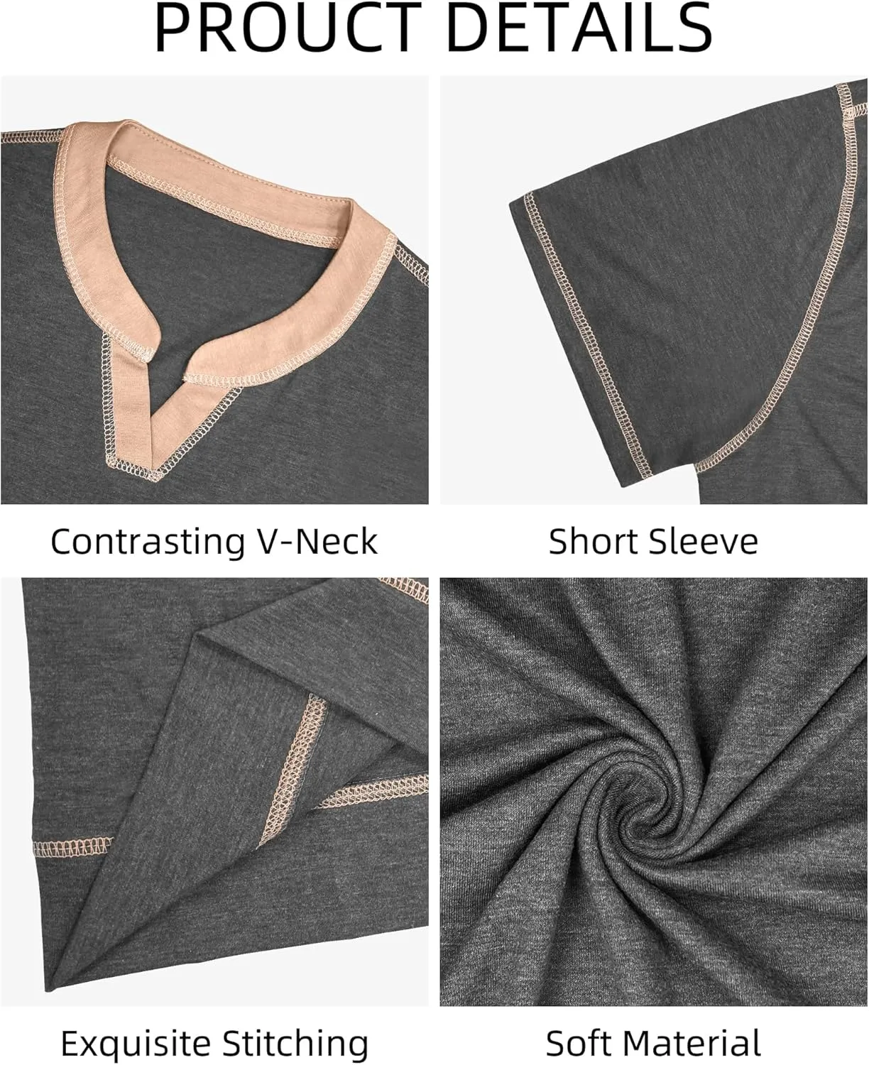 YTD Mens Henley Shirts Short Sleeve Casual V Neck Basic Tee Shirts Summer Vintage T-Shirts