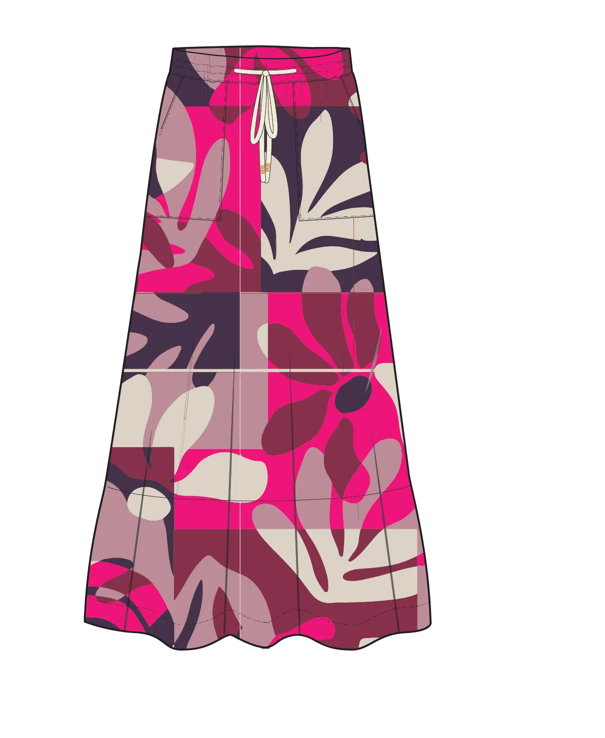 Zephyr Woven Maxi Skirt - Mountain Foliage Cranberry