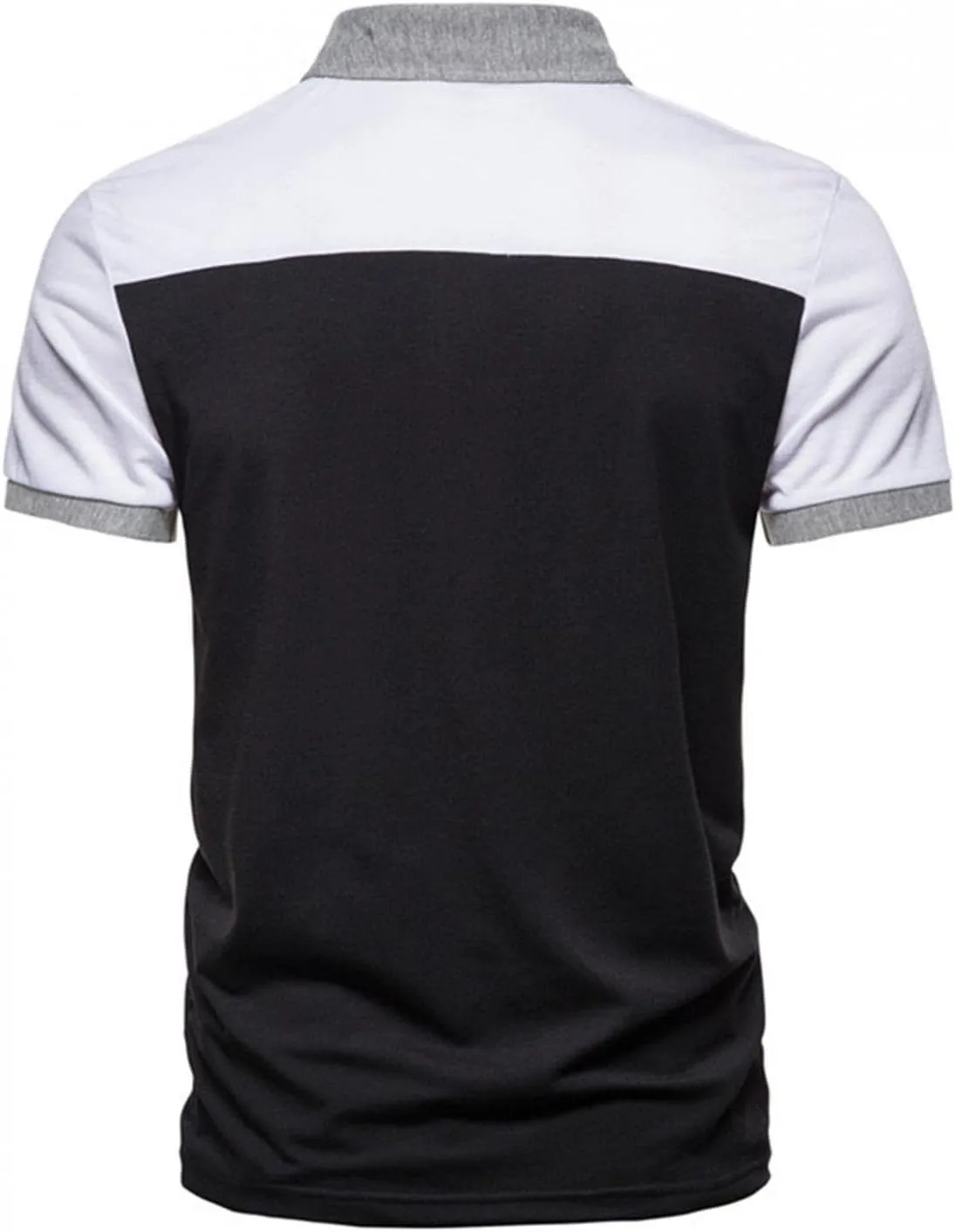 ZHUER Summer Color Block T Shirts for Men Short Sleeve Button Up Henley Shirts Slim Fit Turn-Down Collar Casual Golf Shirts