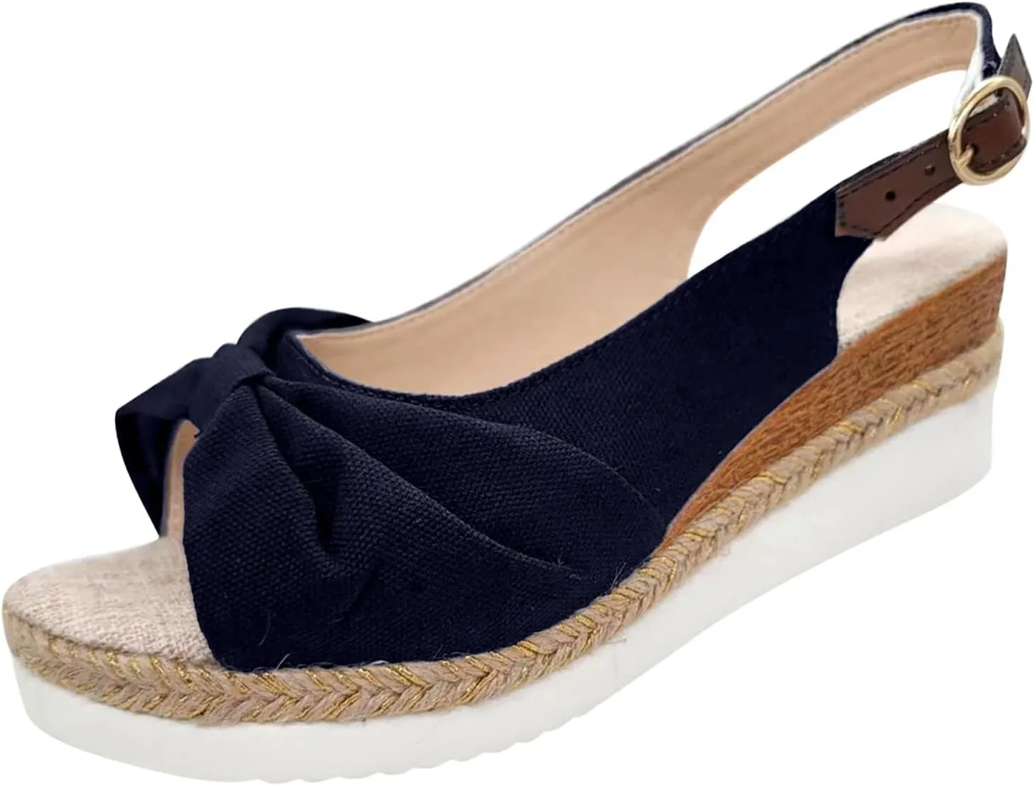 ZSpzx Orthopedic Sandals for Women,2025 Womens Espadrilles Wedge Sandal Comfortable Dressy Summer Open Toe Ankle Strap Platform Slip on Bow Knot Outdoor Shoes for Daily Wear