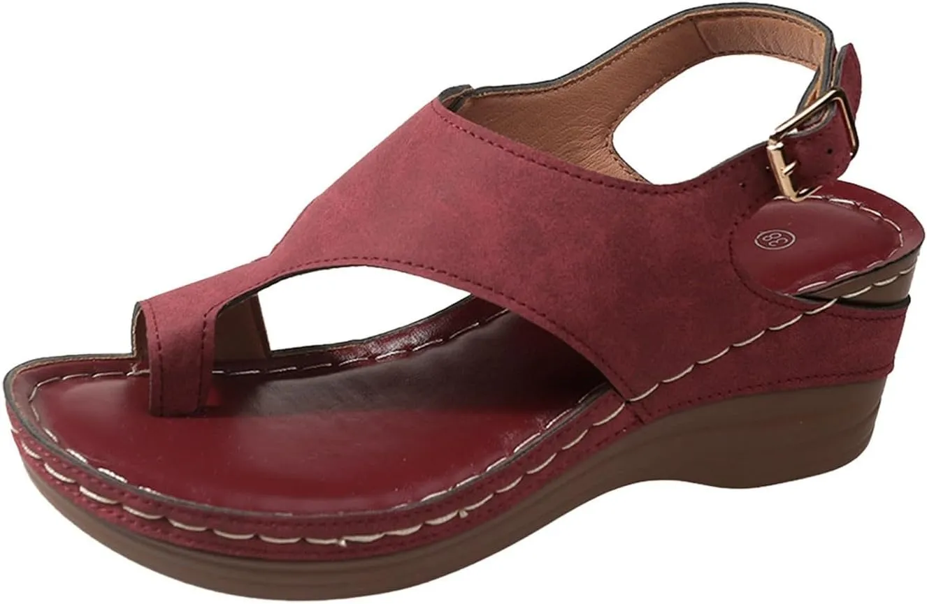ZSpzx Women's Orthopedic Sandals Dressy Summer Foot Arch Support Mid Heels Split Toe Comfortable Cushioned Sandal Womens Wedges Walking Plantar Fasciitis Low Heel Outdoor Shoes for Daily Wear